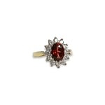 vintage cluster ring granaat zirkonia