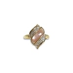 vintage ring parelmoer en diamant vlam