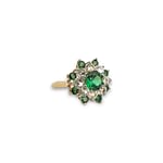 vintage cluster ring groene stenen 9k goud