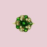 vintage ring met bloem cluster van groene edelstenen