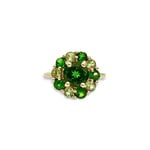 Vintage ring peridoot en groene granaat 9 karaat goud