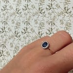 gouden cluster ring saffier en diamant