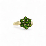 vintage cluster ring groene edelsteen bloem