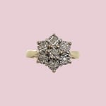 vintage diamant cluster ring 9k goud