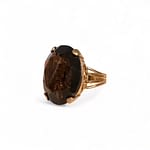 vintage rookkwarts ring groot 9k goud