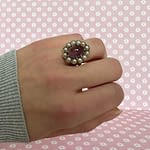 vintage ring ametrien en zaad parels 9 karaat goud