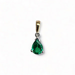 vintage hanger diamant en smaragd druppel vorm