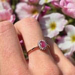 robijn en diamant cluster ring karaat goud