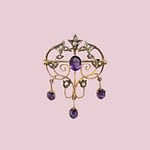antieke_broche_amethist_zaadparels_9_karaat_goud antieke broche amethist en zaadparels 9 karaat goud