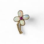 vintage_broche_bloem_opaal_robijn vintage broche bloem met opaal en robijn