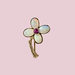 vintage_broche_bloemetje_opaal_robijn vintage broche bloemetje met opaal en robijn