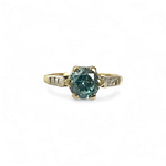 vintage gouden ring met blauwe steen (zirkoon)