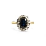 vintage ring saffier en diamant cluster goud