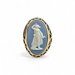 vintage wedgwood ring lichtblauw 9k goud godin hygieia
