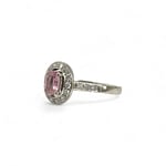 witgouden ring met roze saffier en diamanten tweedehands