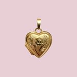 gouden locket hart met roos gravure