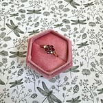 vintage ring granaat bloemetje little rose