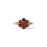 vintage ring granaat cluster bloem 9K goud