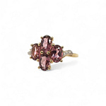 roze_saffier_bloem_cluster_ring_tweedehands_goud roze saffier bloem cluster ring tweedehands gouden ring