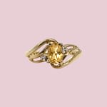 vintage ring met gele saffier en diamant 9 karaat goud