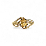 vintage ring met gele saffier en diamant 9k goud