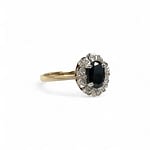 vintage entourage ring met saffier en diamant