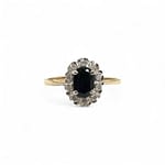 vintage ring met saffier en diamant cluster goud