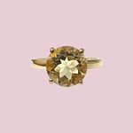 vintage_ring_citrien_solitair_9_karaat_goud vintage ring citrien solitair rond 9 karaat geel goud