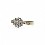vintage gouden diamant cluster ring 9K