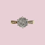 vintage diamant cluster ring van 9 karaat goud