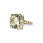 10k gouden ring met grote amethist groene steen