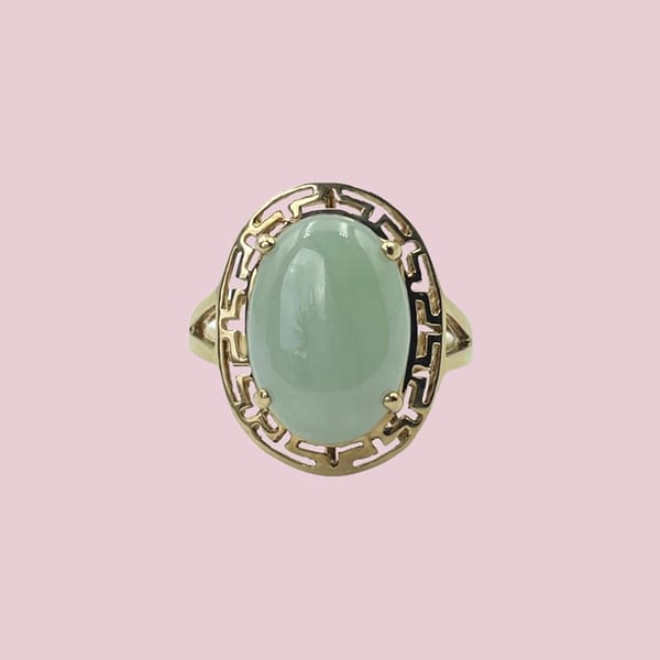 vintage jade ring goud grieks design