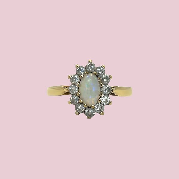 vintage opaal cluster ring