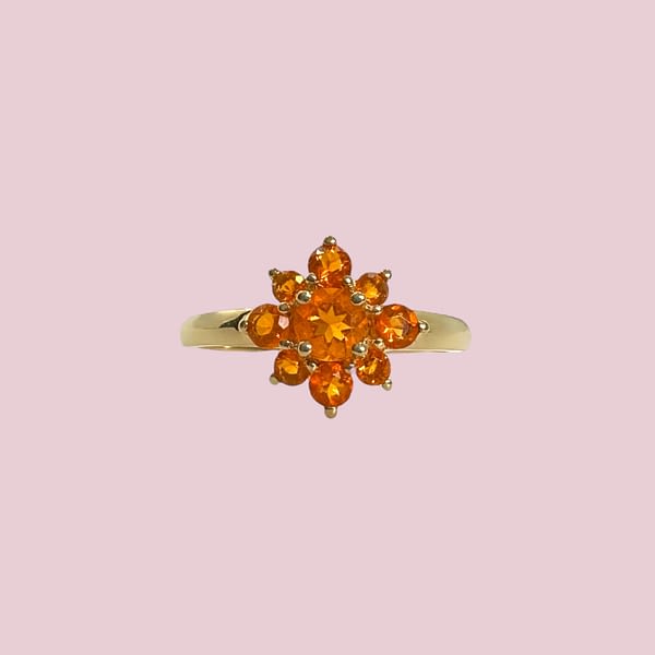 vintage ring oranje granaat bloem cluster