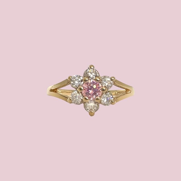 vintage ring bloemetje roze