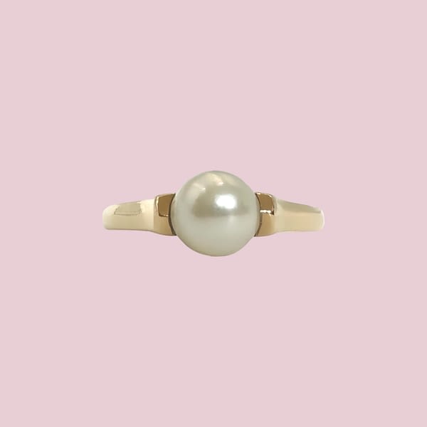 vintage parel ring 9k goud