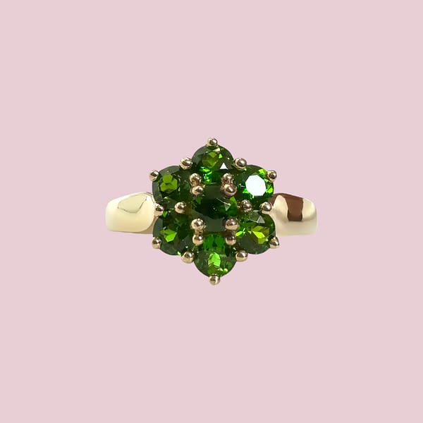vintage ring cluster chrome diopside