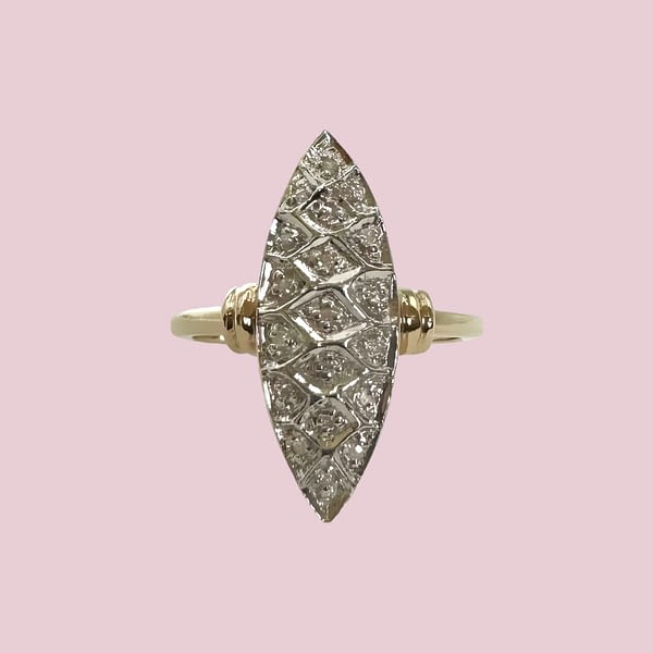vintage diamant pave zegel ring 9 karaat goud