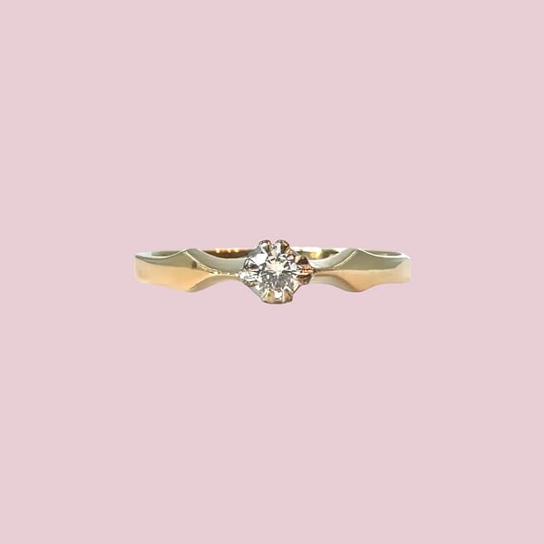 vintage ring diamant solitair 9k
