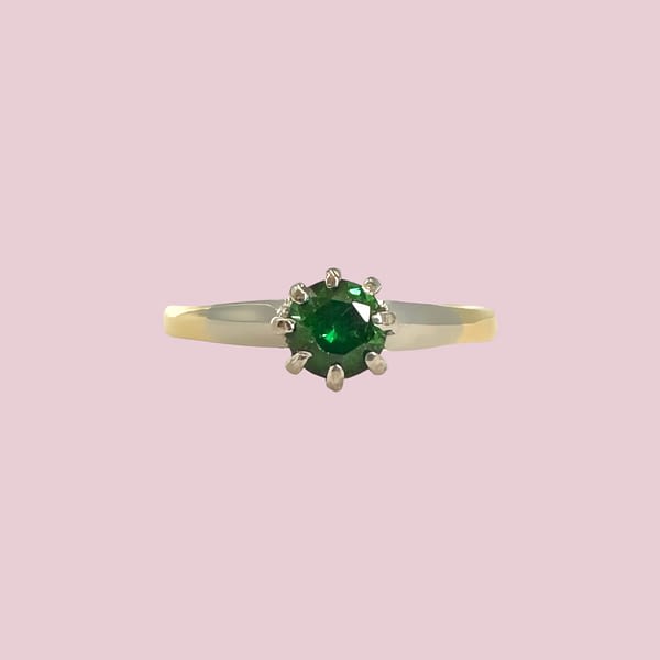 vintage ring groene granaat 18 karaat goud