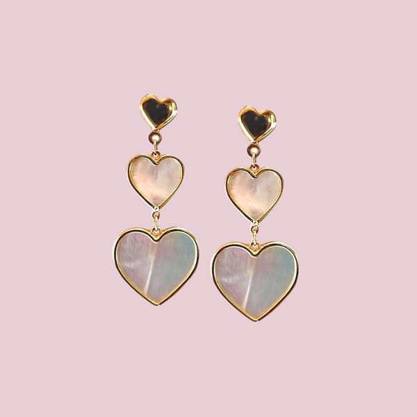 vintage oorbellen parelmoer hart 9 karaat goud