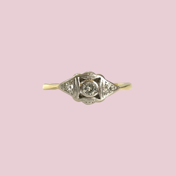 vintage ring art deco antiek goud en diamanten