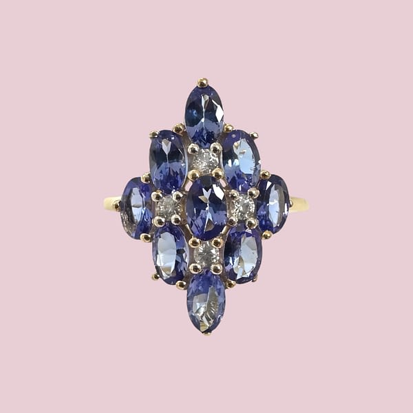 vintage ring tanzaniet cluster