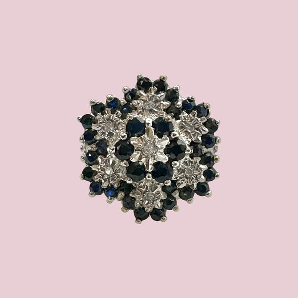 vintage_ring_saffier_diamant_bloem_cluster vintage ring saffier en diamant bloem cluster