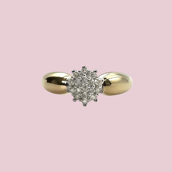 diamant cluster ring ster van 9 karaat goud