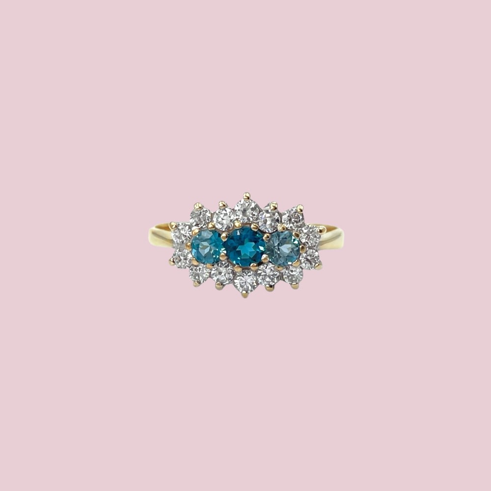 vintage ring goud topaas cluster