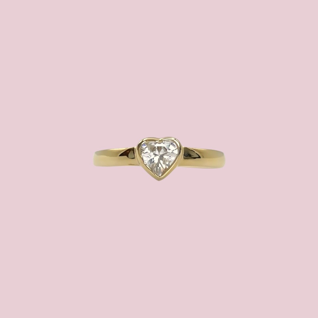 gouden teenring met hartje steen