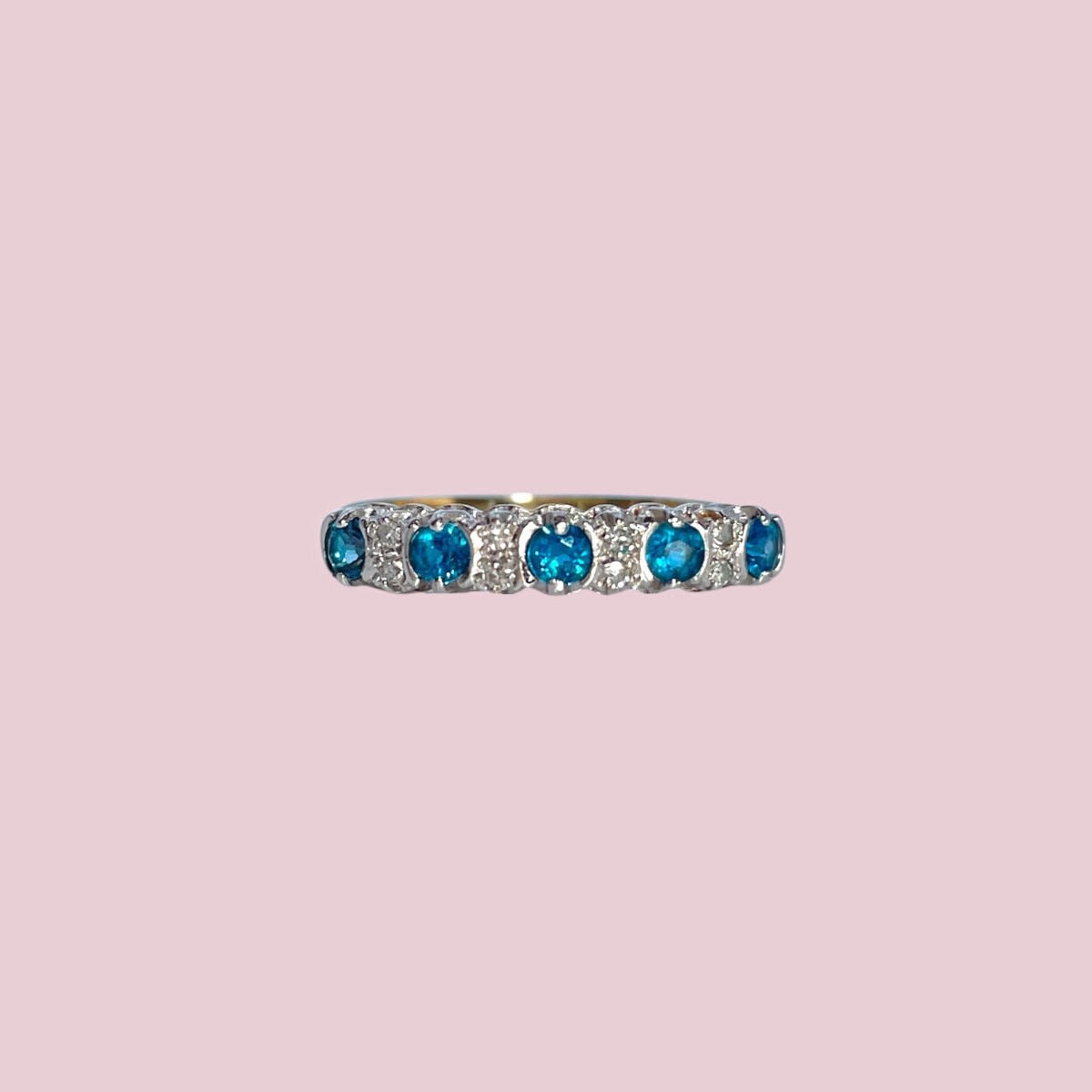 vintage eternity ring topaas en diamant goud