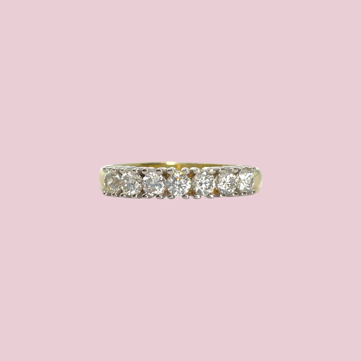 gouden eternity ring zirkonia 7 steens karaat