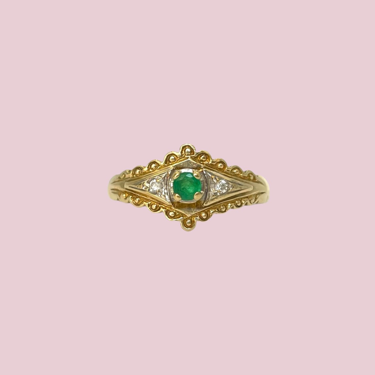 vintage ring smaragd en diamant zegel ring victorian